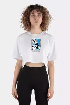 White 100% Cotton Crew Neck Crop T-shirt Goku Dragon Ball