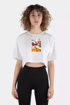 White 100% Cotton Crew Neck Crop T-shirt Saitama One Punch