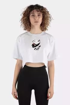 White 100% Cotton Crew Neck Crop T-shirt Goblin Slayer