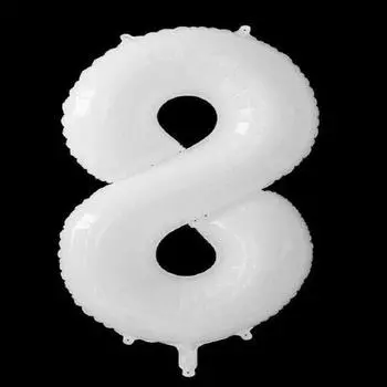 White 40 Large Giant Number Age Foil Balloons Helium Air Happy Birthday Party Number 8