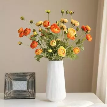 White 8 Heads Artificial Flowers Silk Home Wedding Decoration Living Room DIY Craft High Quality Fake Flowers Big Hybrid Bouquet