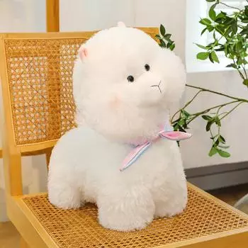 White And Cute Brown Alpaca Plush Toys With Scarves For Children Companionship 25cm