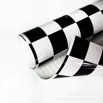White Black Checker Pattern Bright Surface Stickers For Car Motorcycle And 50x100cm