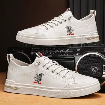 White board shoes men s 2025 new lace-free casual versatile sports trend men s shoes flat men s white shoes 39