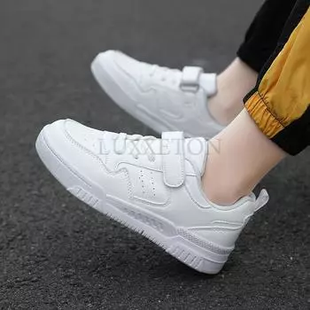 White Boys Girls Running Shoes Leather Breathable Children Casual Sneakers Spring New Kids Infant Toddle Sport Shoes 33 чёрный