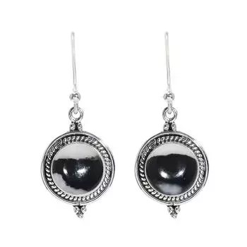 White Buffalo Turquoise - Nevada 925 Sterling Silver Earring V7098, Black & White Earring, Round Earring, Valentin s Day Gift, Gift For Her, Birthday