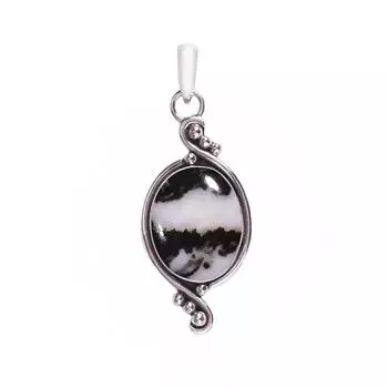 White Buffalo Turquoise - Nevada 925 Sterling Silver Pendant V7709, Black & White Pendant, Oval Pendant, Valentin s Day Gift, Gift For Her, Birthday G