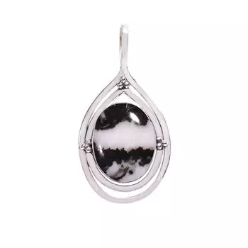 White Buffalo Turquoise - Nevada 925 Sterling Silver Pendant V8256, Black & White Pendant, Oval Pendant, Valentin s Day Gift, Gift For Her, Birthday G