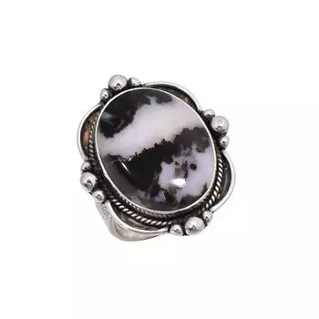 White Buffalo Turquoise - Nevada 925 Sterling Silver Ring V7996, Black & White Ring, Oval Ring, Valentin s Day Gift, Gift For Her, Birthday Gift, Hand