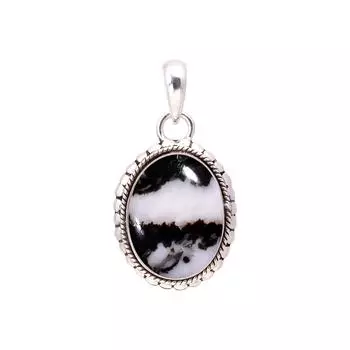 White Buffalo Turquoise - Nevada 925 Sterling Silver Pendant V7734, Black & White Pendant, Oval Pendant, Valentin s Day Gift, Gift For Her, Birthday G