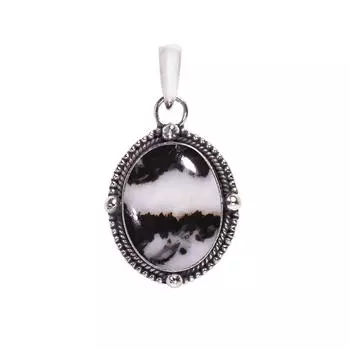 White Buffalo Turquoise - Nevada 925 Sterling Silver Pendant V8386, Black & White Pendant, Oval Pendant, Valentin s Day Gift, Gift For Her, Birthday G