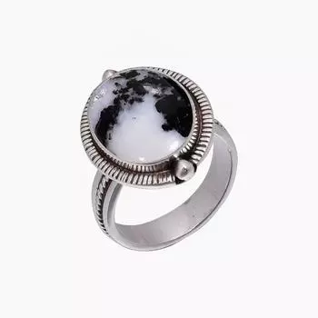 White Buffalo Turquoise - Nevada 925 Sterling Silver Ring V5145, Black & White Ring, Oval Ring, Valentin s Day Gift, Gift For Her, Birthday Gift, Hand