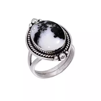 White Buffalo Turquoise - Nevada 925 Sterling Silver Ring V5968, Black & White Ring, Oval Ring, Valentin s Day Gift, Gift For Her, Birthday Gift, Hand