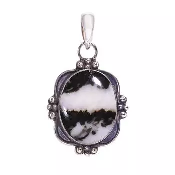 White Buffalo Turquoise - Nevada 925 Sterling Silver Pendant V8191, Black & White Pendant, Oval Pendant, Valentin s Day Gift, Gift For Her, Birthday G