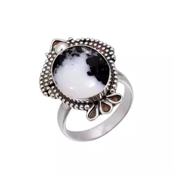 White Buffalo Turquoise - Nevada 925 Sterling Silver Ring V5746, Black & White Ring, Oval Ring, Valentin s Day Gift, Gift For Her, Birthday Gift, Hand