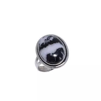 White Buffalo Turquoise - Nevada Gemstone 925 Sterling Silver Ring V8520, Black & White Ring, Oval Ring, Valentin s Day Gift, Gift For Her, Birthday G