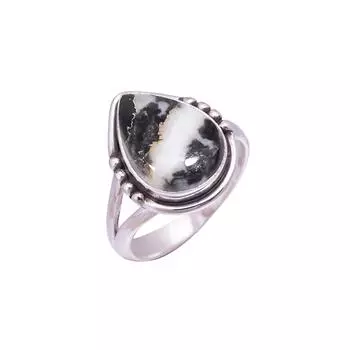 White Buffalo Turquoise - Nevada Gemstone 925 Sterling Silver Ring V9513, Black & White Ring, Pear Ring, Valentin s Day Gift, Gift For Her, Birthday G