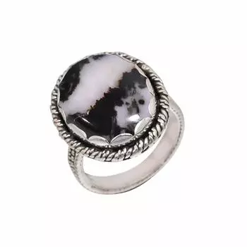 White Buffalo Turquoise - Nevada Gemstone 925 Sterling Silver Ring V7866, Black & White Ring, Oval Ring, Valentin s Day Gift, Gift For Her, Birthday G
