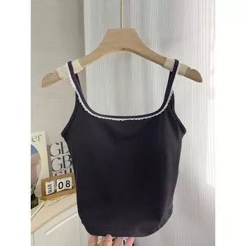 White Camisole with Chest Pad Women s 2025 New Arrival Backless Bra One-Piece Inner Wear Sleeveless Base Top Pine Cone Brown One size