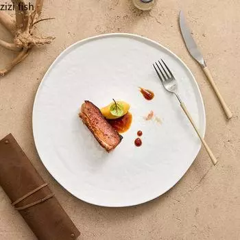 White Ceramic Dining Plate Western Style Steak Plate Dessert Plates Sushi Plates Fruit Dish Salad Bowl Sting Disc Snack Tray