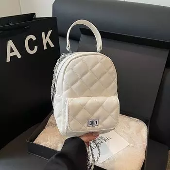 White Classic Style Mini Chain Backpack Women 2025 New Summer High-Grade Niche Non-Collision Backpack White