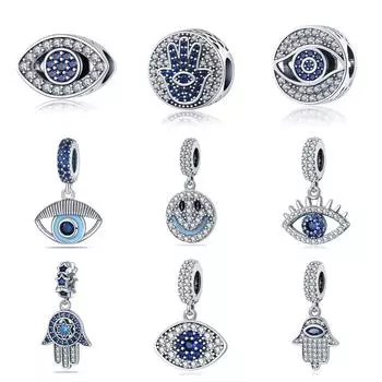 White Copper Plated 925 Silver Devil S Eye Series Diy Jewelry Accessories Pendant Beads