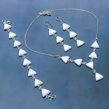 White Coral Gemstone Handmade 925 Sterling Silver Jewelry Set T0A31