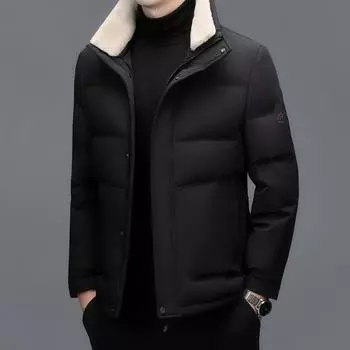 White Duck Down Down Jacket Short Men s Middle-aged Men s Jacket Thickened Lapel Loose Casual Bakery Clothes Dad Clothes M