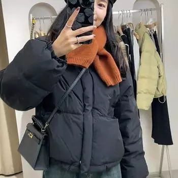 White duck down jacket women s short 2024 autumn and winter new Korean version loose small bread jacket S [recommended below 49.5kg]