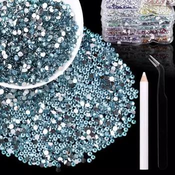 White Flat Bottom Resin Diamond Whole Package Solid Color Transparent Round Diamond Sticker Nail Art Jewelry Wedding Dress Accessories 6mm-1200pcs