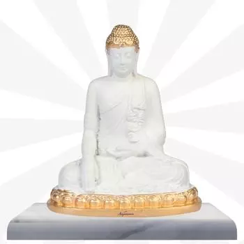 White Gautam Buddha Murti - Perfect Car Dashboard God Idol and Small Buddha Statue for Home Decor Gift Items, белый