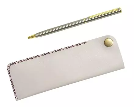 White horizontal snap pen case with Top Flat 904 rotating ballpoint pen set (5-pack) T23-NK01W-803-5