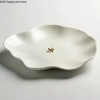 White Irregular Ceramic Dinner Plate Western Steak Plate Dim Sum Plates Tableware Fruit Salad Bowl Sushi Dish Pasta Plates Tray