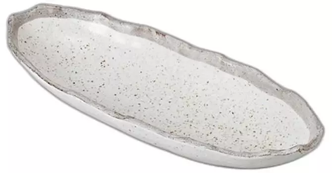 White Karatsu Bowl x 13 x Serving Bowl Setomonohonpo Boat-Shaped [32.5 5cm]