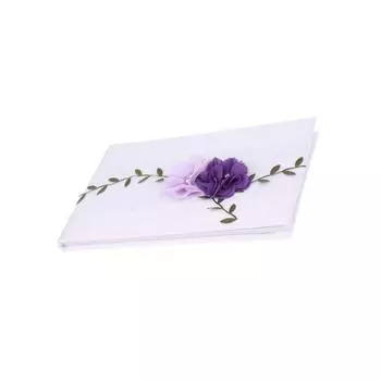 White Lace Guest Book with Purple Flowers Party Decoration