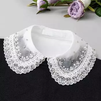 Белая кружевная рубашка с воротником-стойкой, имитация воротника, женская съемная имитация воротника рубашки, женская шифоновая полусорочка, имитация воротника