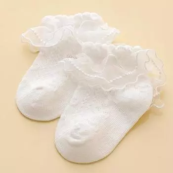 White Lace Ruffle Socks Girls Princess Dancing Sock Hollow Breathable Kids Summer Cotton Sock Soft Comfortable Children Footwear 0-6months