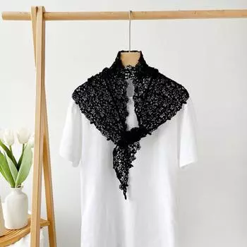 White Lace Shawl Fake Collar Hip Scarf Simple Flower Scarves Female Style 5