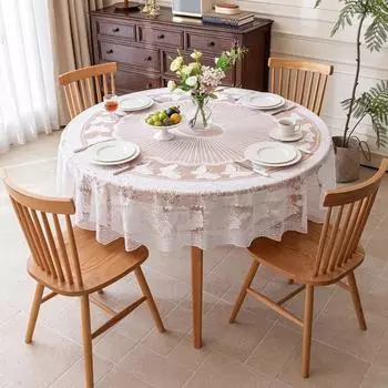 White Lace Tablecloth Flower Embroidered Tablecloth Retro Decorative Table Cloth Home C