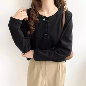 White Long-sleeved T-shirt for Women, Spring and Autumn New Korean Style Bottoming Shirt Design, Niche Early Autumn Inner V-neck Top S