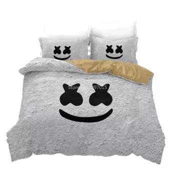 White Marshmello 3d Printed Bedding Set Bed Linen Bedclothes Adult Kids King Size Comforter Cover Set for Bedroom Decoration 135x200cm