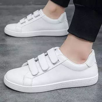 White Men s Casual Sneakers Waterproof Vulcanized Shoes for Men 2024 Spring Men Leather Shoes Comforthable Skateboard Shoe 39 чёрный