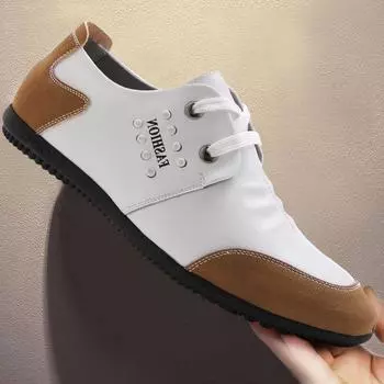 White men s shoes lace-up driving four-season shoes men s soft-sided casual beanie shoes youth leather shoes men 38