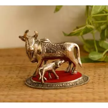 White Metal Cow and Calf