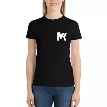 Белая футболка с логотипом Mk, женская одежда, футболки, топы больших размеров, рубашки для тренировок для женщин S белый