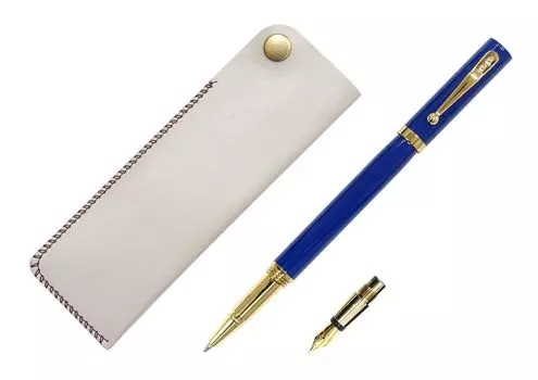 White pen case for Exchange BP ZX fountain pen ink with blue ink set snap-closure (individual cartridge) (T23-NK01W-ZX-L) синий