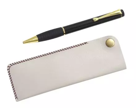 White pen case with Midnight Rubber rotating ballpoint pen set snap-closure (black, 3-pack) T23-NK01W-T102BP-B-3 чёрный