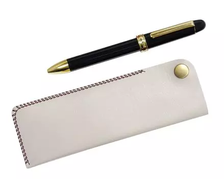 White pen case with rotating ballpoint pen set and black pen set snap-closure two-color (2C600) (3-pack, T23-NK01W-2C600-B-3) чёрный