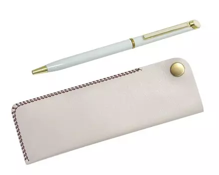 White pen case with white epoxy rotating ballpoint pen set snap-closure (3-pack, T23-NK01W-WD002-W-3) белый