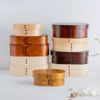 White Pine Double-layer Bento Box Japanese Retro Curved Willow Single-layer Large Capacity Fresh Fruit Box Household Lunch Box 2&2 красный